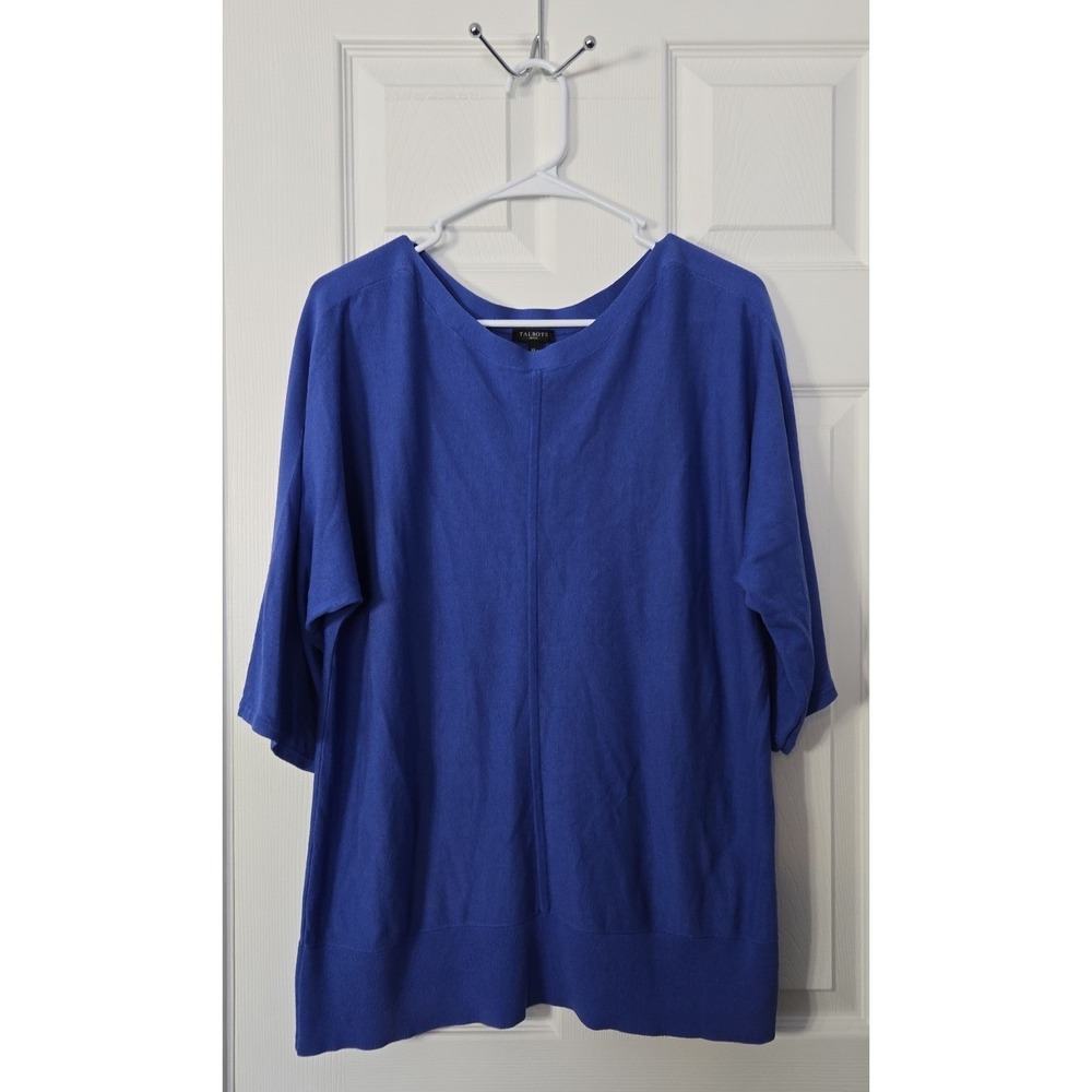 Talbots‎ Womans Pullover Sweater Size XLP 3/4 Sleeve Royal Blue